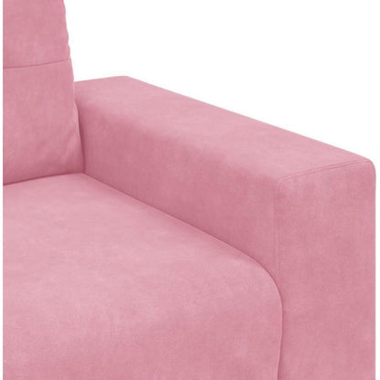 Rosa Zweisitzer-Sofa mit Kissen – Samt, 140 cm