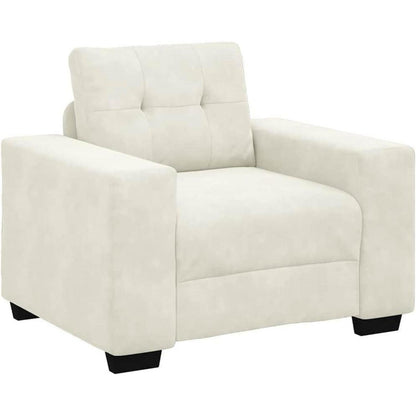 Getufteter Samt Sessel Creme - Kleiner Wohnzimmer Couch 60cm