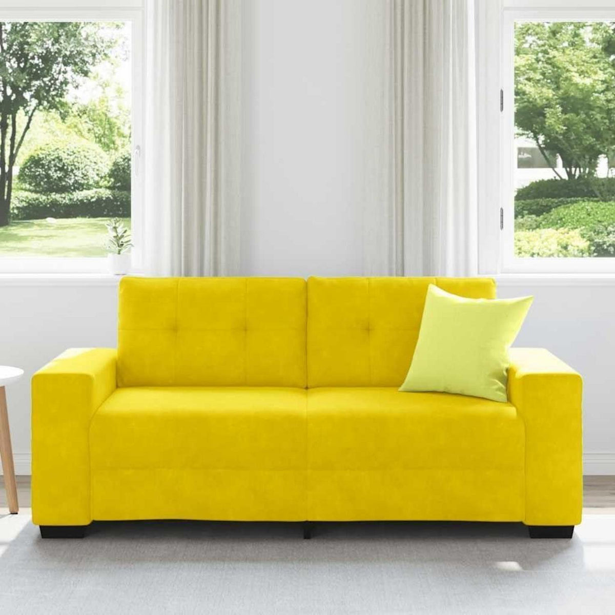 Gelbes Samt Sofa mit Schlaffunktion – Zweisitzer 140cm