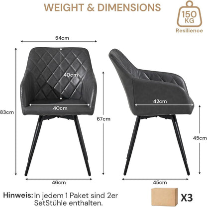 Drehbarer Esszimmerstuhl mit Armlehne – 6er Set Grau