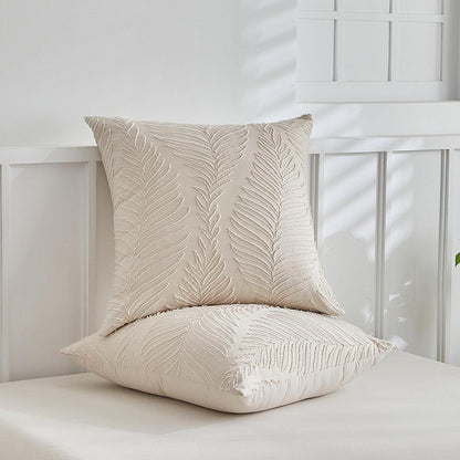 Bettwäsche-Set 135x200 cm, Beige Blattmuster, 4-teilig