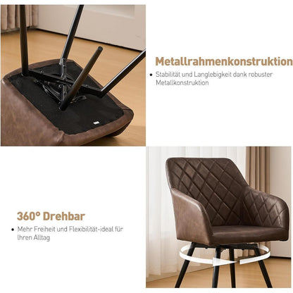 Drehbarer Esszimmerstuhl mit Armlehne – 6er Set Braun