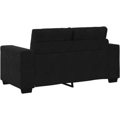 Zweisitzer Sofa Schwarz – Samtstoff, Modernes Design mit Kissen