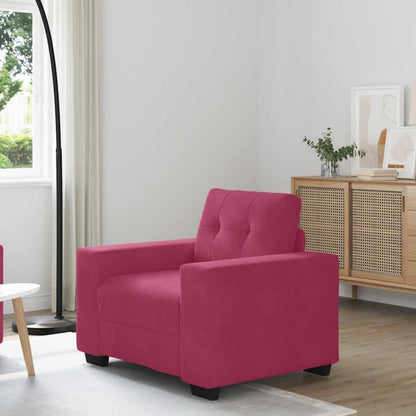 Weinroter Samt Sessel mit Kissen – 60 cm Wohnzimmer Sofa