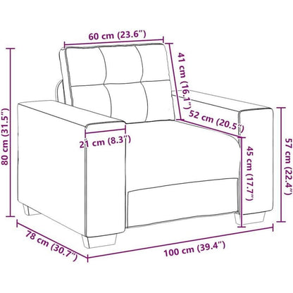 Weinroter Samt Sessel mit Kissen – 60 cm Wohnzimmer Sofa