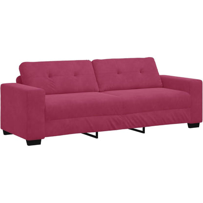 Weinrot 3-Sitzer Samtsofa – 180 cm Polstersofa