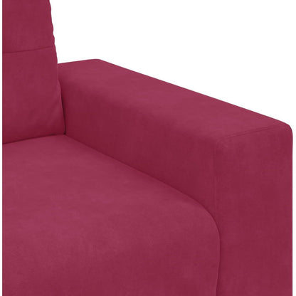 Weinrot 3-Sitzer Samtsofa – 180 cm Polstersofa