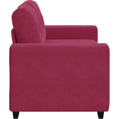 Weinrotes Samt-Sofa 120 cm – Zweisitzer mit Kissen