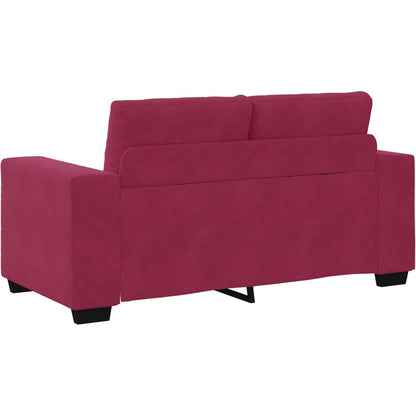 Weinrotes Samt-Sofa 120 cm – Zweisitzer mit Kissen