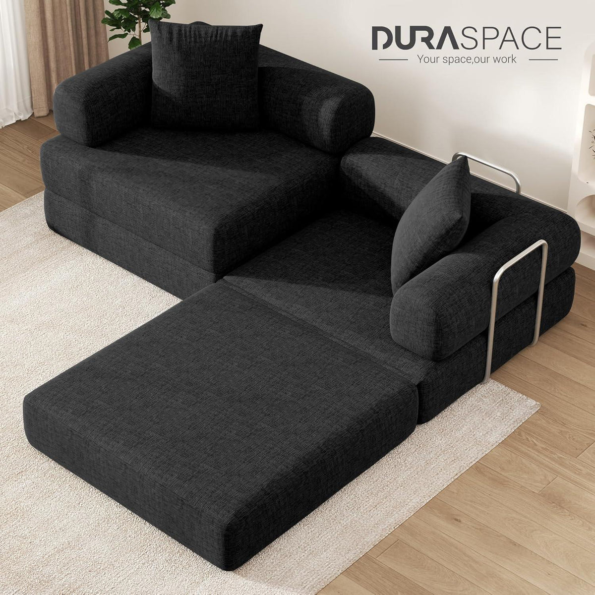Klappbares Schlafsofa 199cm – Bequemer Futon für Wohnzimmer