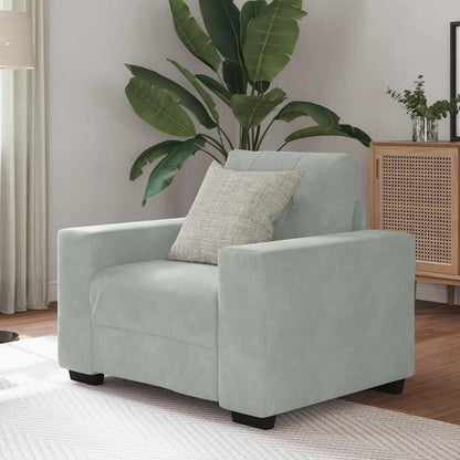 Hellgrauer Samt Sessel – Kleines Sofa 60 cm, Modernes Design