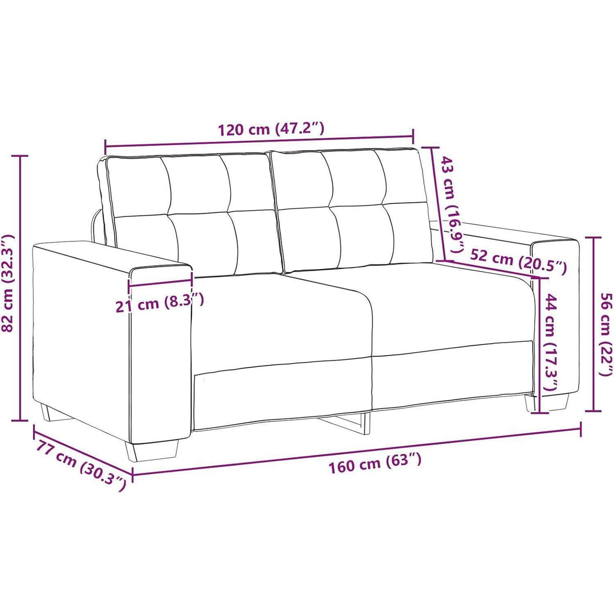 Creme 2-Sitzer Samtsofa Modern 120 cm – Bequemes Wohnzimmer Sofa