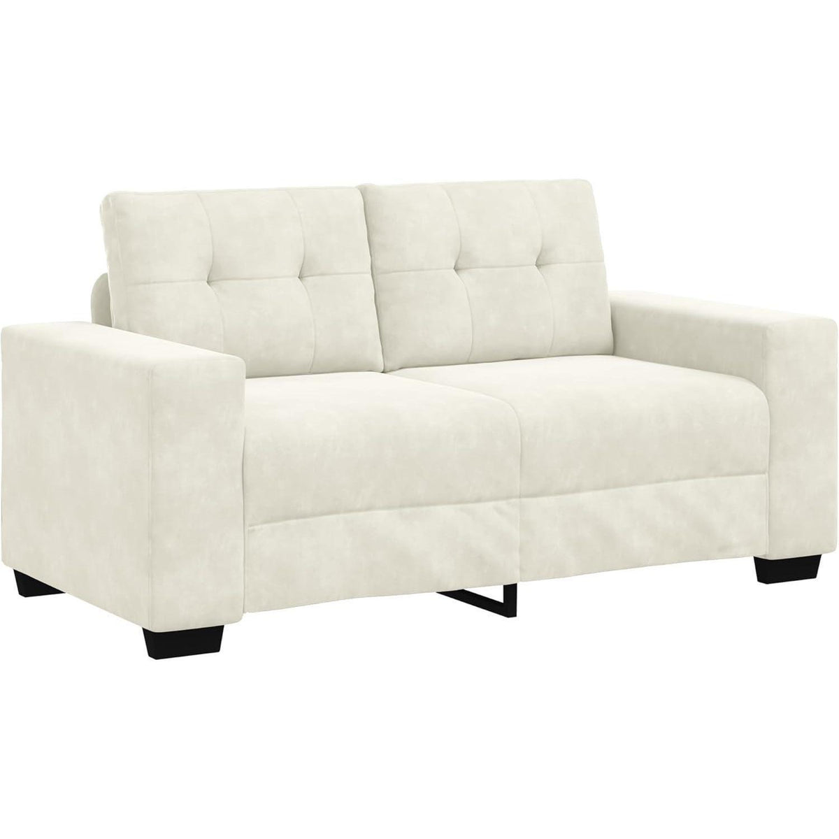 Creme 2-Sitzer Samtsofa Modern 120 cm – Bequemes Wohnzimmer Sofa
