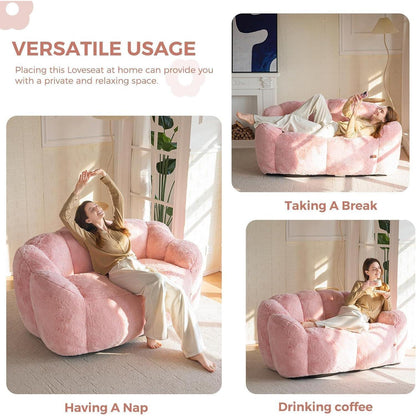 Flauschiger Sitzsack 2-Sitzer mit Memory Foam – Rosa