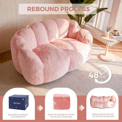 Flauschiger Sitzsack 2-Sitzer mit Memory Foam – Rosa