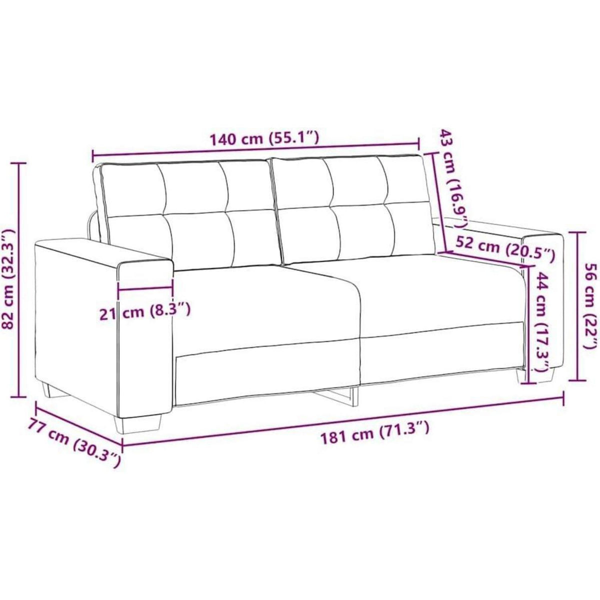 Zweisitzer Sofa Weinrot – Samt, Schlaffunktion & 140 cm