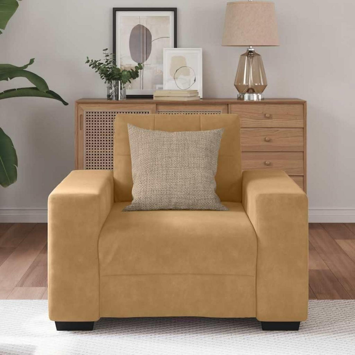 Mini Sofa Braun – Gepolsterter Sessel mit Lendenkissen (60cm)