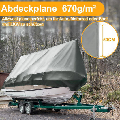 Abdeckplane Grau 2x2m – Wasserdicht & Reißfest für LKW, Boot & Garten