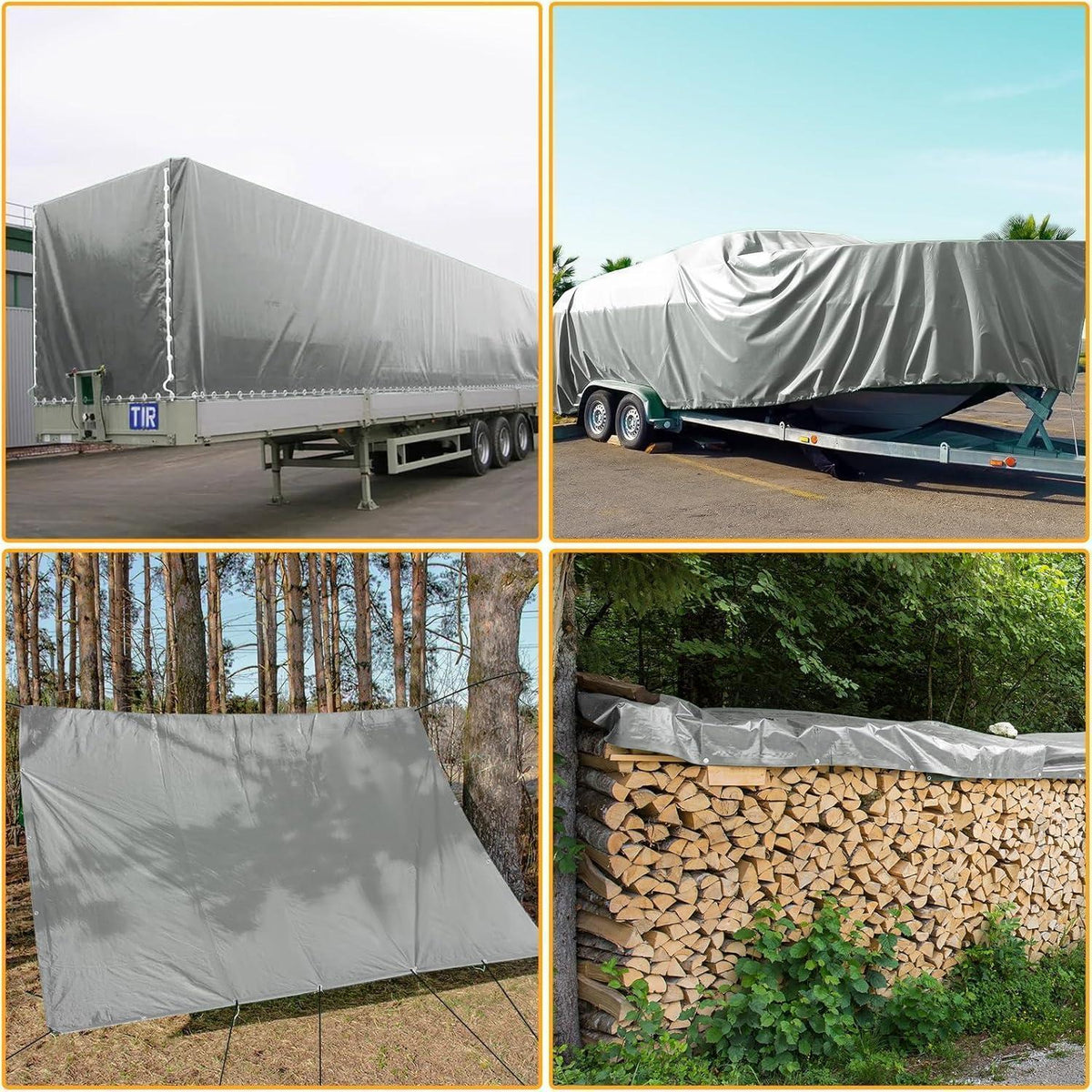 Abdeckplane Grau 3x4m – Wasserdicht, Reißfest & UV-Beständig