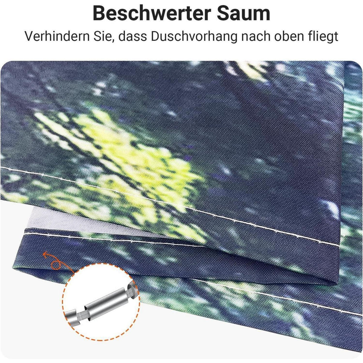 Duschvorhang Wald Dschungel 180x170 cm, Wasserabweisend, Waschbar