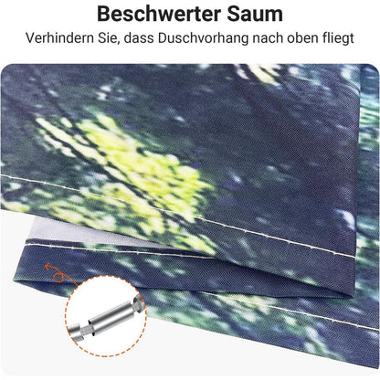 Duschvorhang Wald Dschungel 180x170 cm, Wasserabweisend, Waschbar