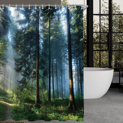 Duschvorhang Wald Dschungel 180x170 cm, Wasserabweisend, Waschbar