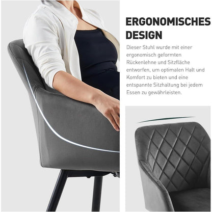 Drehbare Esszimmerstühle Samt Grau 6er Set mit Armlehne