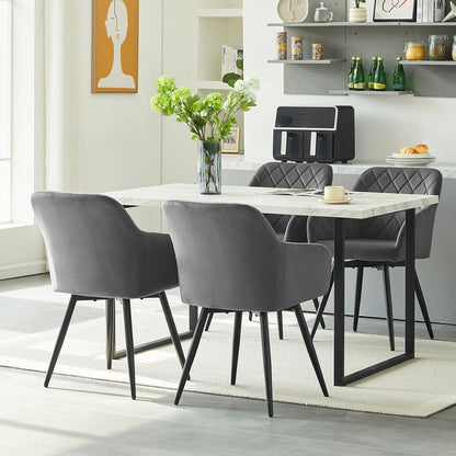 Drehbare Esszimmerstühle Samt Grau 6er Set mit Armlehne