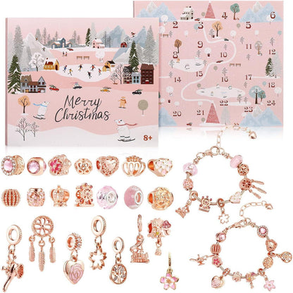 Adventskalender Schmuckset mit Armband und Charms, Rosegold