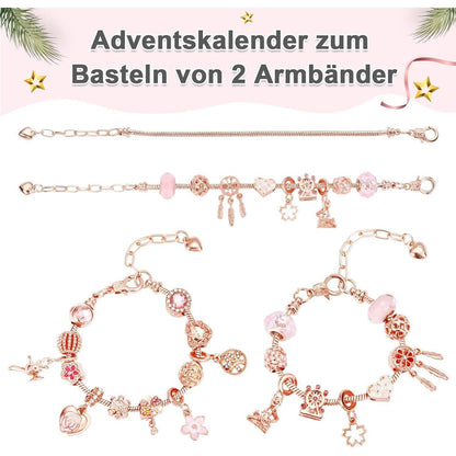 Adventskalender Schmuckset mit Armband und Charms, Rosegold