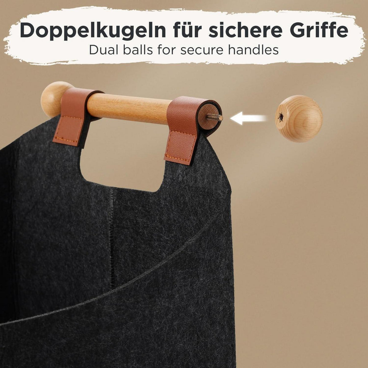 Holzkorb Filz für Kaminholz – Großer, robuster Aufbewahrungsbehälter