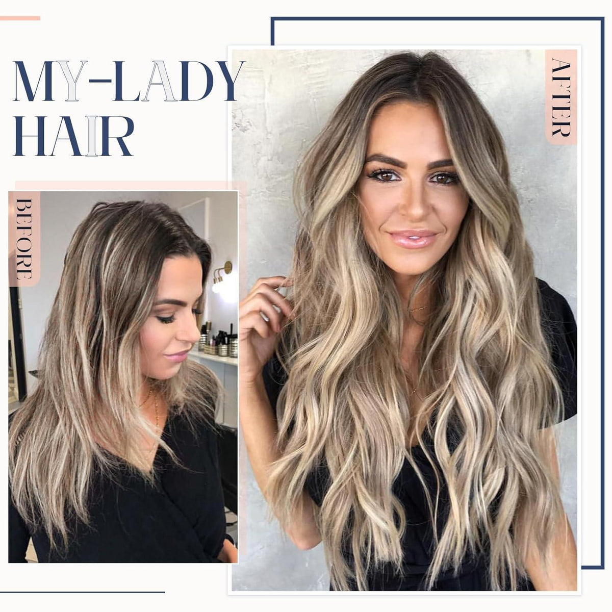 Echthaar Extensions Bondings 55 cm #18P613 Ascheblond