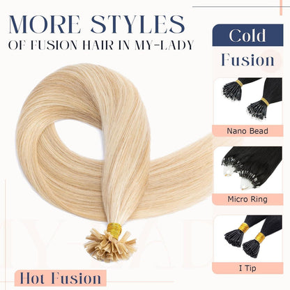 Echthaar Extensions Bondings 55 cm #18P613 Ascheblond