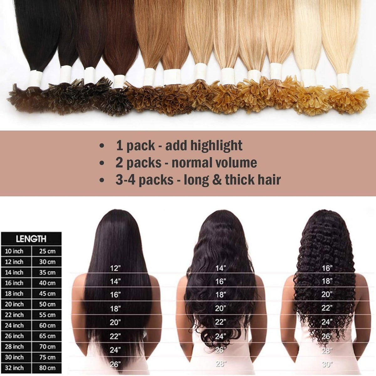 Echthaar Extensions Bondings 55 cm #18P613 Ascheblond