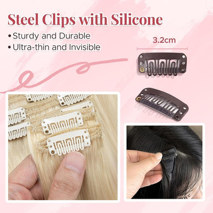 Clip In Echthaar Extensions Platinblond 30cm - 8-teilig