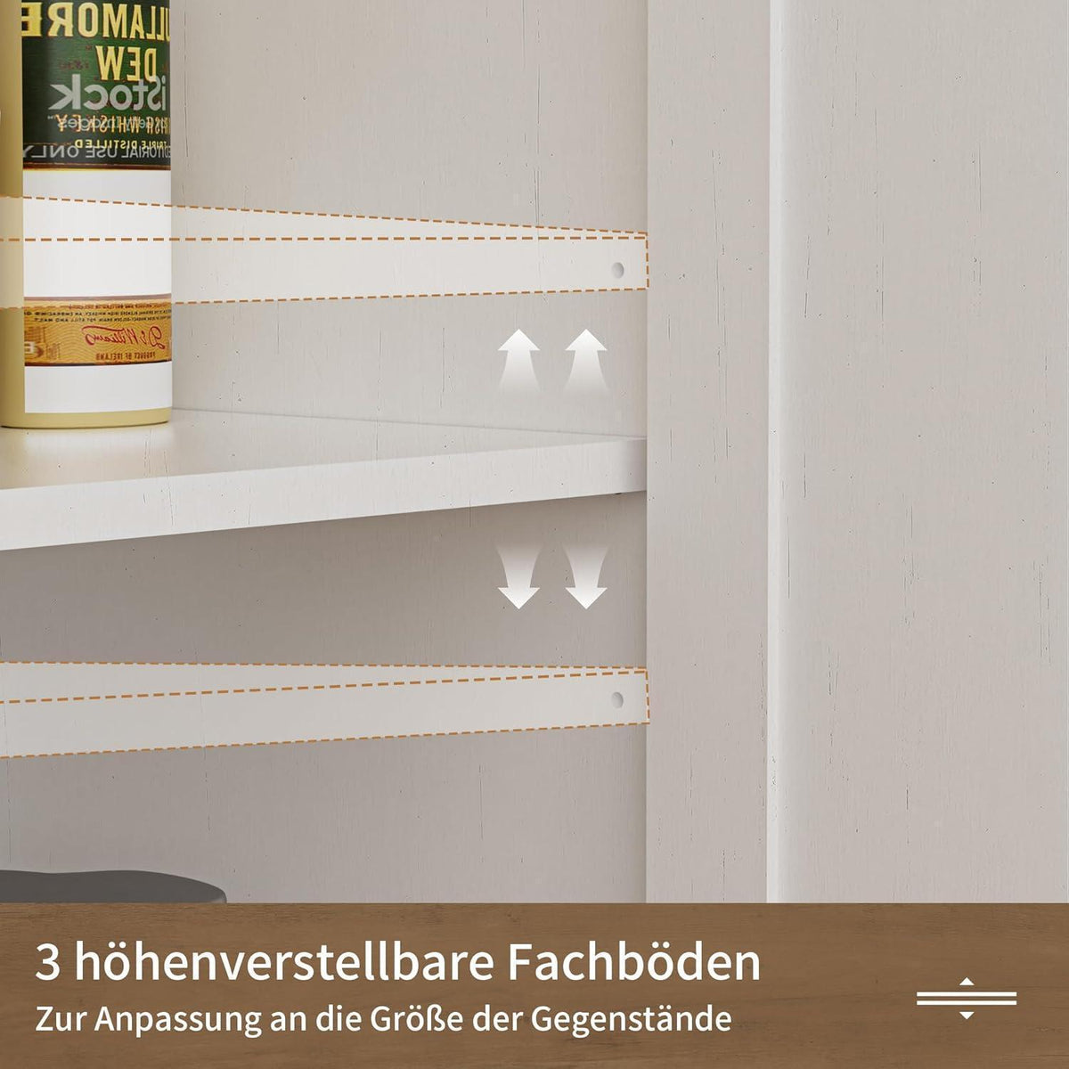 Cremeweißes Sideboard mit Schubladen & Regal – 130x35x95cm