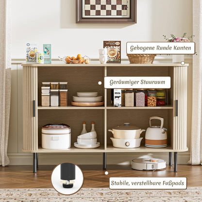 Sideboard mit Schiebetüren & Verstellablagen – 120x40x77cm Holzoptik