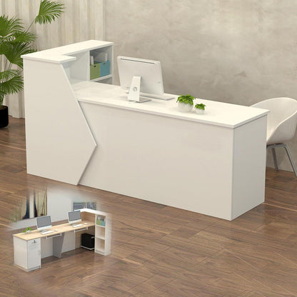 Rezeptionstheke Holz mit Stauraum – 100-300 cm, Weiß