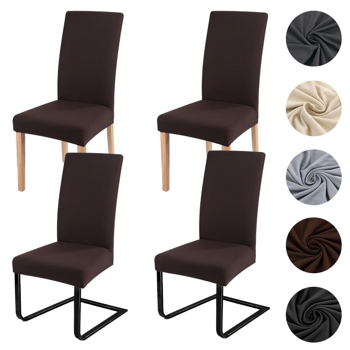 Stuhlhussen 4er Set Schwingstuhl Universal – Dunkelbraun