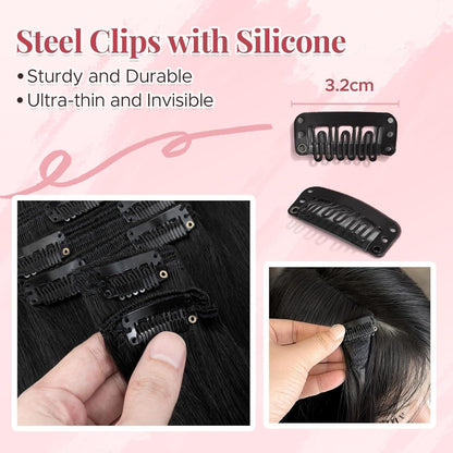 Clip In Echthaar Extensions Schwarz 50cm - 8-teilig