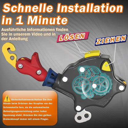 Schneeketten Auto-Fixierung 1-Min. Montage – Universell & Wiederverwendbar
