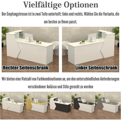 Rezeptionstheke Holz mit Stauraum – 140x60x100cm Schwarz Weiß