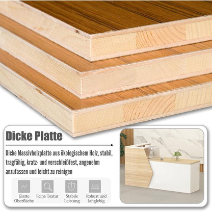 Rezeptionstheke Holz mit Stauraum – 220x60x100cm, Schwarz + Weiß