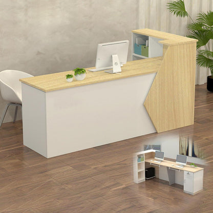 Rezeptionstheke Holz mit Stauraum – 280x60x100cm