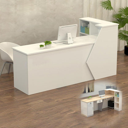 Rezeptionstheke Holz mit Stauraum – 220x60x100cm Weiß