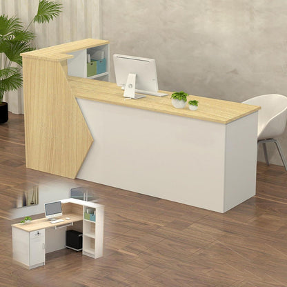 Rezeptionstheke Holz mit Stauraum – 180x60x100cm