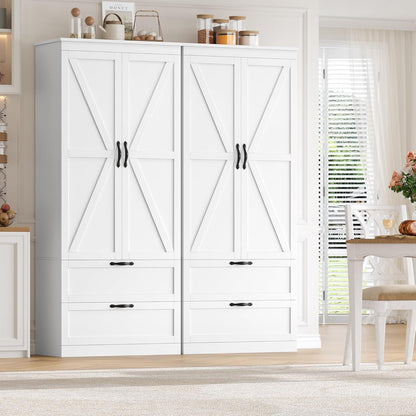 Küchenschrank mit 2 Türen & Schubladen – Weißer Buffetschrank