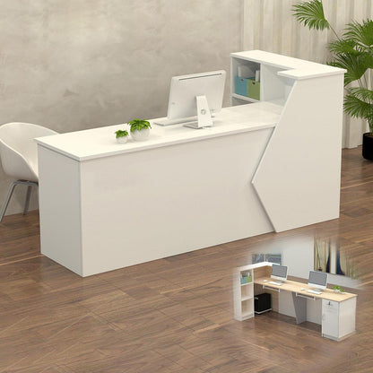 Rezeptionstheke Holz mit Stauraum – 280x60x100cm, Weiß