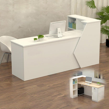 Rezeptionstheke Holz mit Stauraum – 140x60x100cm Weiß
