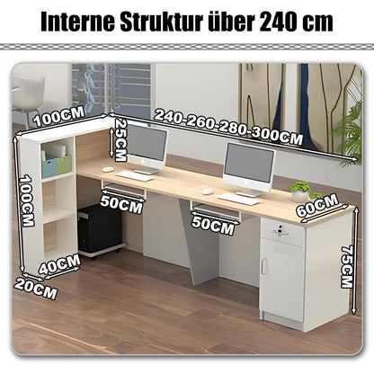 Rezeptionstheke Holz mit Stauraum – 100-300 cm, Weiß